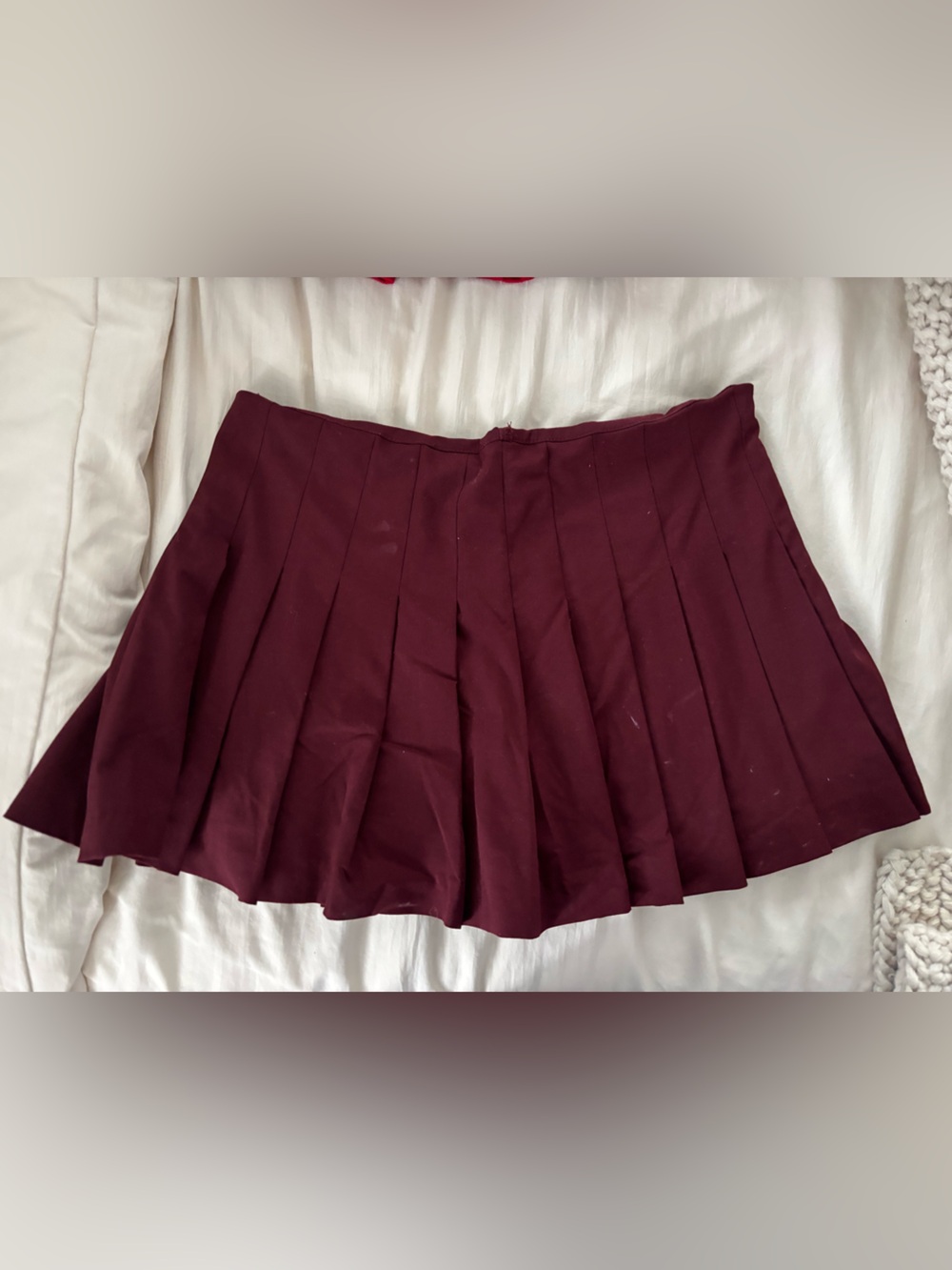 Zara Pleated Mini Skirt in Burgundy